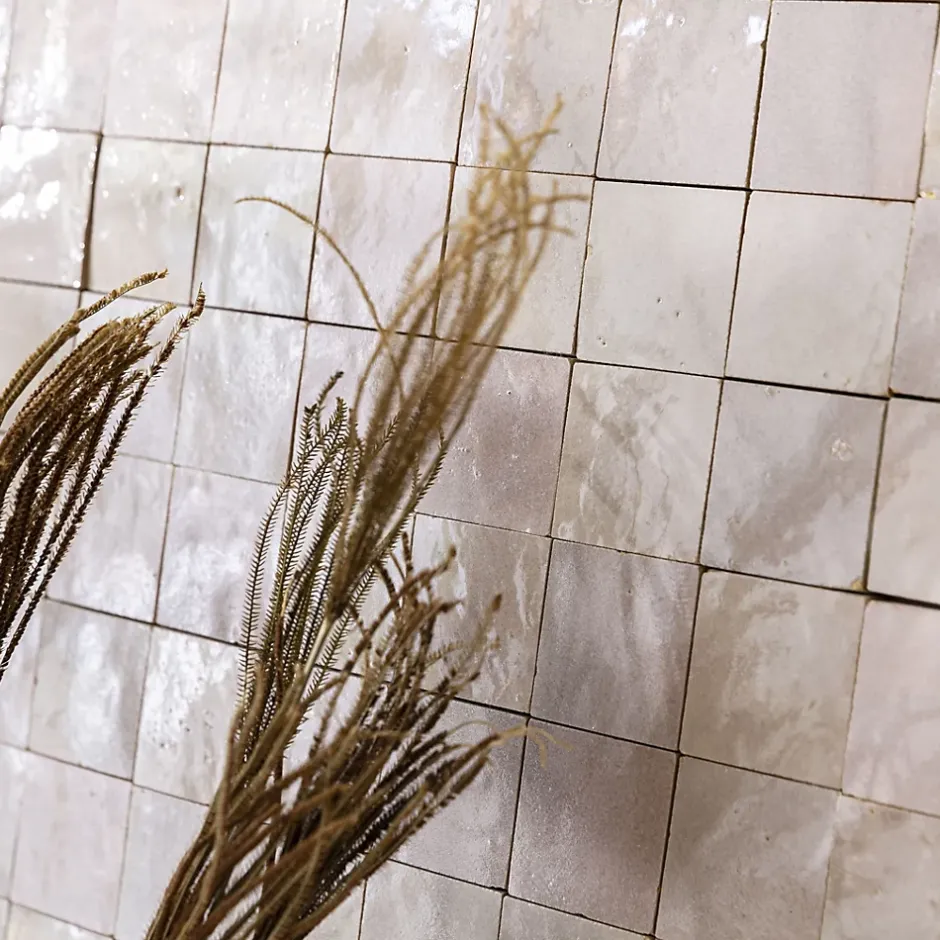 Ro'Ma Nature Carrelage Zellige Marocain Gris de lin 5x5 cm (vendu par plaque de 30x30 cm soit 0,09 m²) -