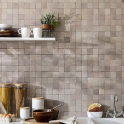 Ro'Ma Nature Carrelage Zellige Marocain Gris de lin 5x5 cm (vendu par plaque de 30x30 cm soit 0,09 m²) -