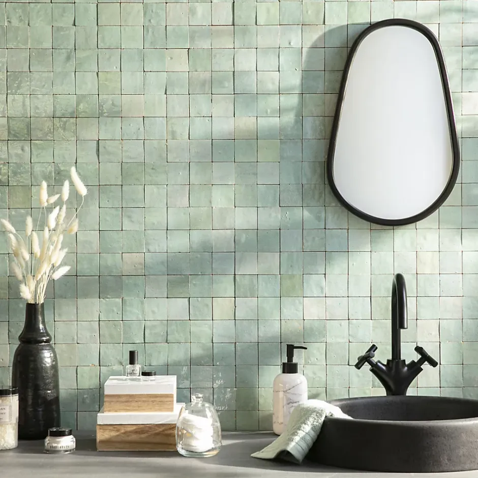 Ro'Ma Nature Carrelage Zellige Marocain 5x5 cm (vendu par plaque de 30x30 cm soit 0,09 m²) -