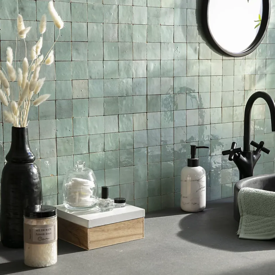 Ro'Ma Nature Carrelage Zellige Marocain 5x5 cm (vendu par plaque de 30x30 cm soit 0,09 m²) -