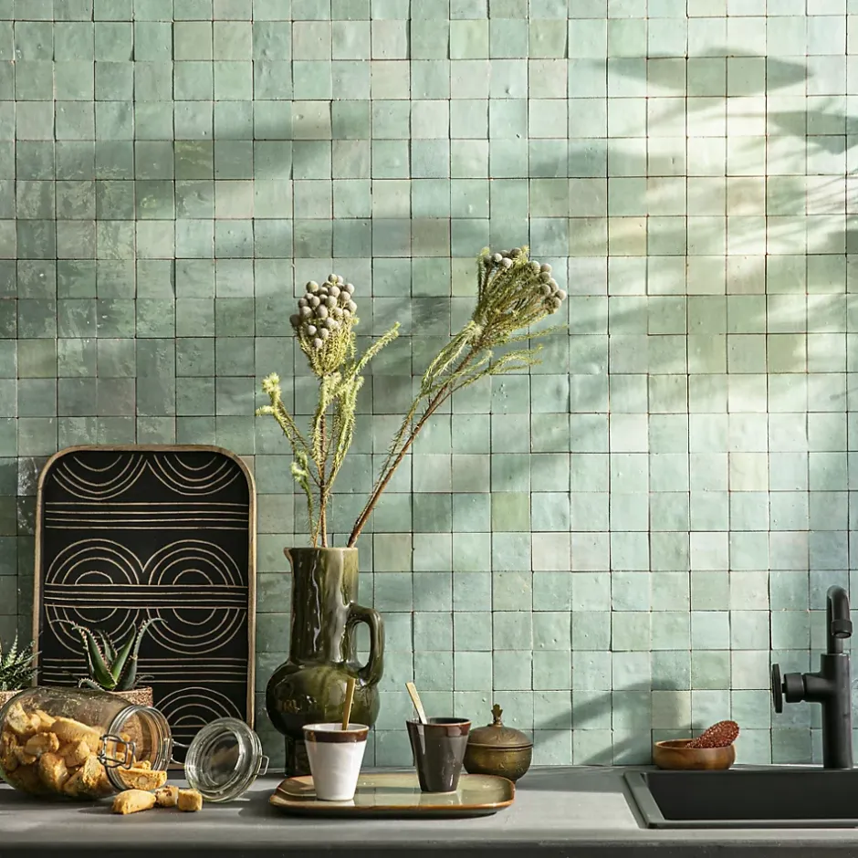 Ro'Ma Nature Carrelage Zellige Marocain 5x5 cm (vendu par plaque de 30x30 cm soit 0,09 m²) -