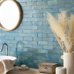 Carrelage Zellige Marocain Bleu Lazuli 5x15 cm (vendu par 1 m²) --Ro'Ma Nature