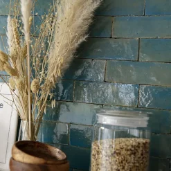 Carrelage Zellige Marocain Bleu Lazuli 5x15 cm (vendu par 1 m²) --Ro'Ma Nature