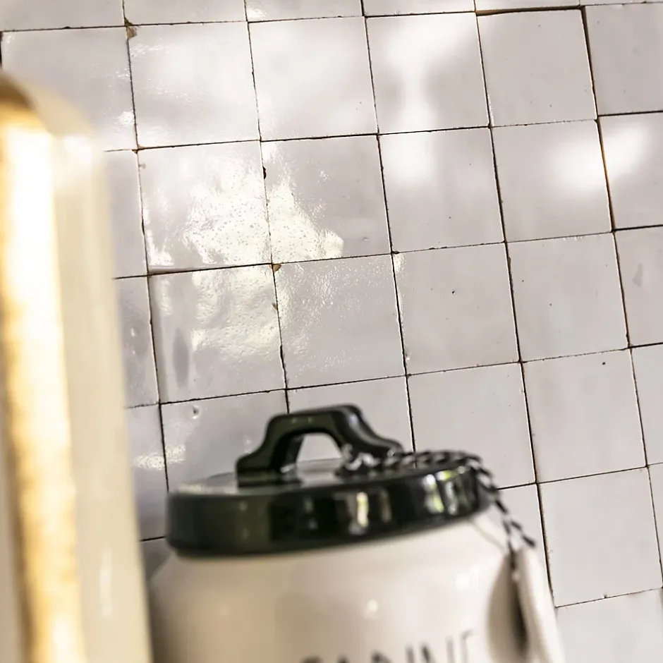 Carrelage Zellige Marocain Blanc Fes 5x5 cm (vendu par plaque de 30x30 cm soit 0,09 m²) --Ro'Ma Nature Outlet