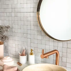 Carrelage Zellige Marocain Blanc Fes 5x5 cm (vendu par plaque de 30x30 cm soit 0,09 m²) --Ro'Ma Nature Outlet