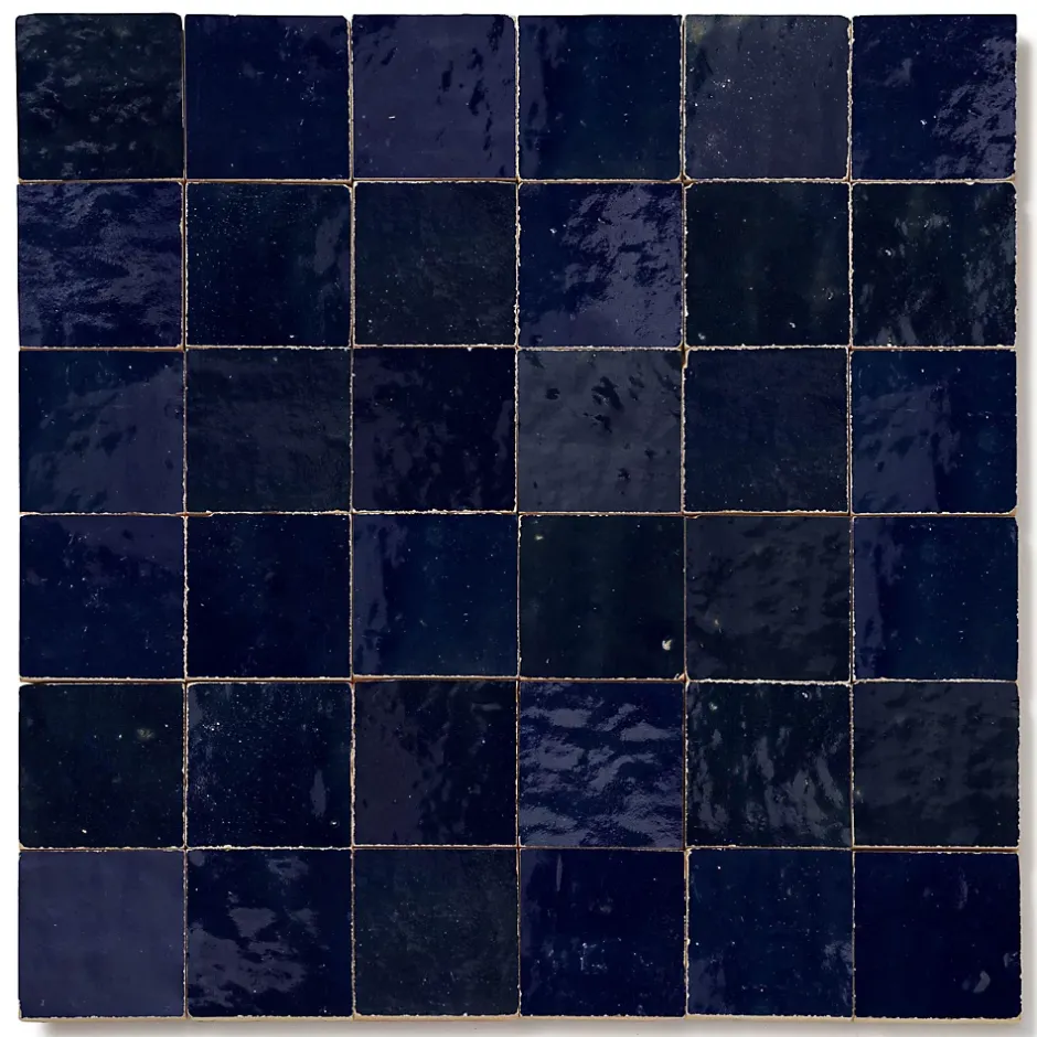 Carrelage Zellige Marocain Bleu Nuit 5x5 cm (vendu par plaque de 30x30 cm soit 0,09 m²) --Ro'Ma Nature