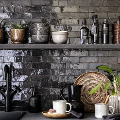 Carrelage Zellige Marocain Noir Intense 5x15 cm (vendu par 1 m²) --Ro'Ma Nature Discount