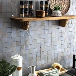 Ro'Ma Nature Carrelage Zellige Marocain Bleu Gustavien 5x5 cm (vendu par plaque de 30x30 cm soit 0,09 m²) -