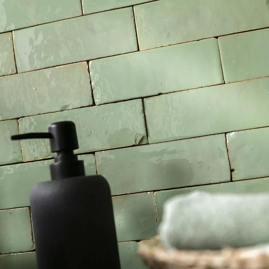 Carrelage Zellige Marocain Vert Amande 5x15 cm (vendu par 1 m²) --Ro'Ma Nature Sale