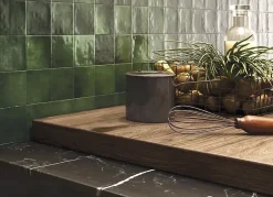 Allocarrelage Carrelage Zellige Mural 10x10 Vert Olive Brillant -