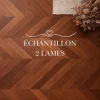 ÉCHANTILLON - Parquet massif chêne français, Pointe de Hongrie, Chevron 600x120x15 mm, Teinte foncée Élégante --Dileci New