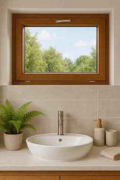 Chassis Abattant En Bois H60 X L120 Côte Tableau, Poignee (ref 010220f9)-Gd Menuiseries New