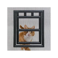 Volet-Moustiquaire Chatière de moustiquaire de Porte ou Baie Vitrée H25 cm x L20 cm Noir