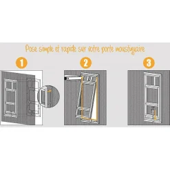 Volet-Moustiquaire Chatière de moustiquaire de Porte ou Baie Vitrée H25 cm x L20 cm Noir