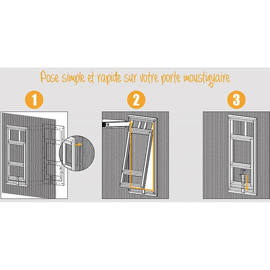 Volet-Moustiquaire Chatière pour moustiquaire de Porte ou Baie Vitrée avec verrouillage par loquet