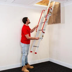 Échelle de grenier coulissante aluminium 3 sections avec main courante, Charge max. 150 kg, EN14975, BPS Depot-BPS Access Solutions Online