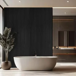 Chopin - Lot de 6 Panneaux Acoustiques Décoratifs 235x18 cm pour Intérieur et Extérieur en WPC Noir-Frankystar New