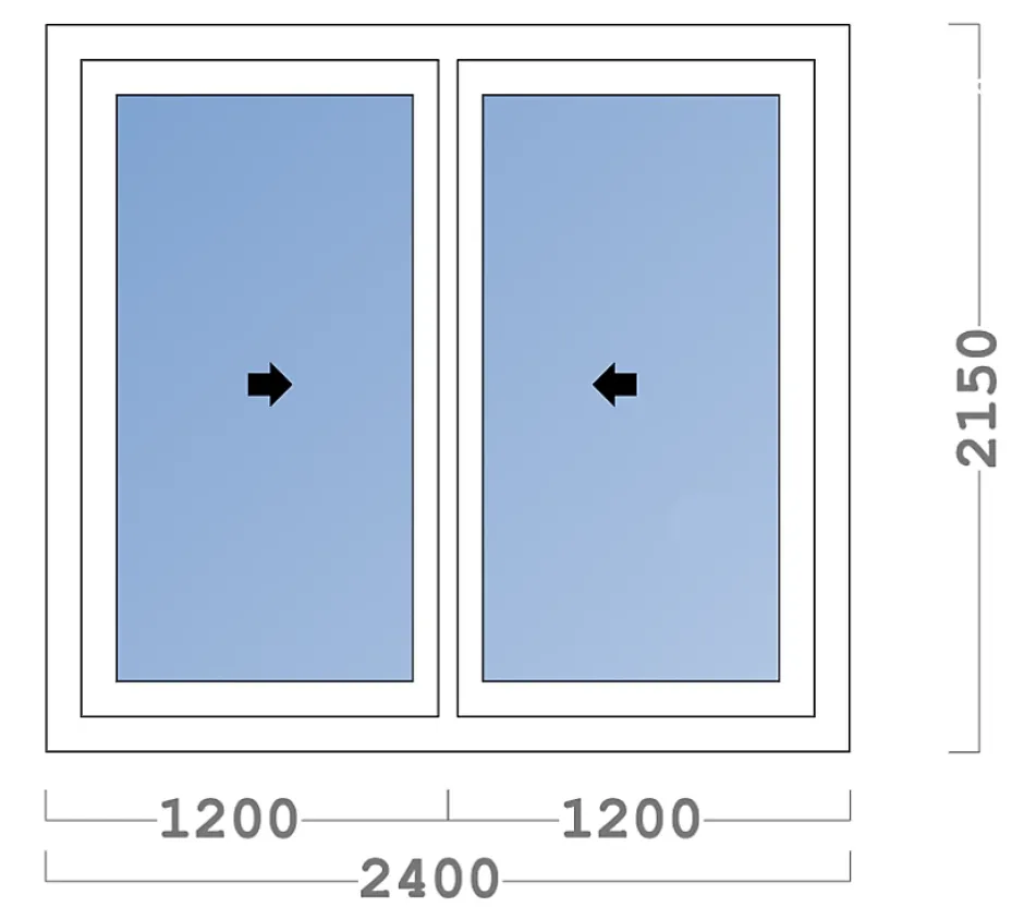 Châssis coulissant en aluminium 2 ventaux DMBG Pro (L.:2400mm x H.:2150mm) Noir RAL 9005-3 in 1 Best