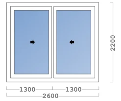 Châssis coulissant en aluminium 2 ventaux SMARTIA 350 (L.:2600mm x H.:2200mm) Gris argent-3 in 1 Outlet