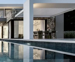 3 in 1 Châssis coulissant en aluminium 4 ventaux ETEM E50 (L.:3480mm x H.:2600) Gris antracite RAL 7016