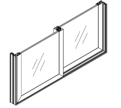 3 in 1 Châssis coulissant en aluminium 2 ventaux DMBG Pro (L.:1550mm x H.:2140mm) Gris argent