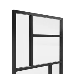 Claustra avec vitrage et structure en MDF noir mat style industriel 244,5 x 89,4 x 4 cm-Foge Sale