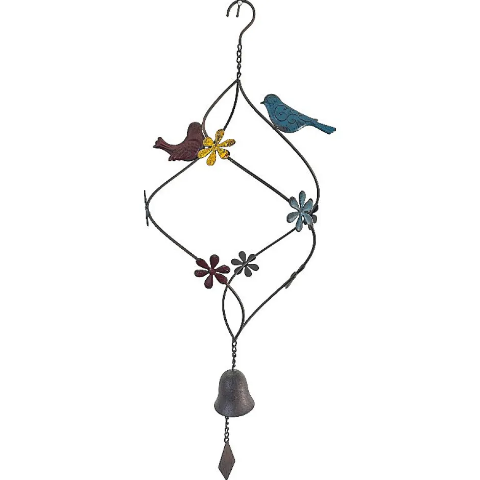 La Grande Prairie Cloche oiseaux colorés 29x23x74cm