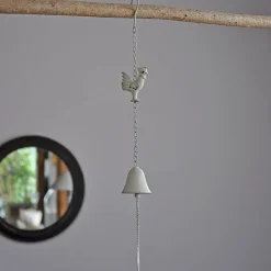 Clochette Coq fer blanc 10x65cm-La Grande Prairie