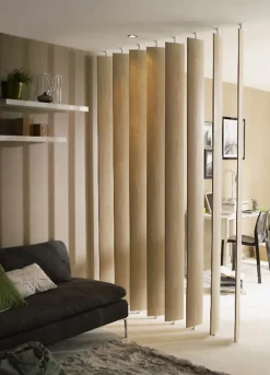 Geom Cloison amovible à lames orientables Ella aspect bois naturel h.252 x l.18 cm