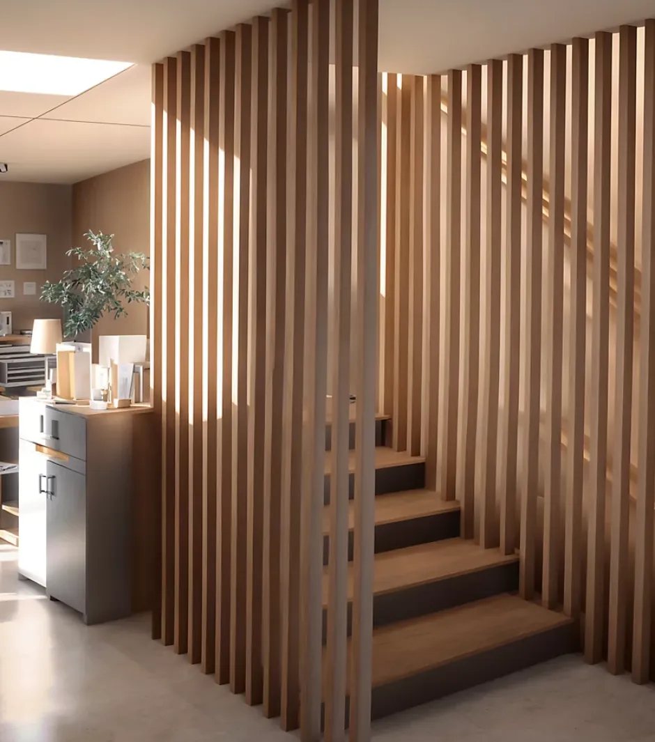 Ad Lyon Groupe Cloison Amovible Claustra Hetre Ajouré 8 Lames - H 249,5 x L 90 x P 7 cm - PAR AD LYON