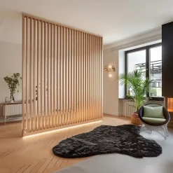 Ad Lyon Cloison Amovible en Chêne Clair - Claustra Ajouré 7 Lames pour Séparation de Pièce (H 260 x L 80 x P 7 cm) - PAR GROUPE