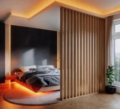 Cloison Amovible en Chêne Clair - Claustra Ajouré 9 Lames pour Séparation de Pièce (H 150 x L 100 cm) - PAR GROUPE-Ad Lyon Outlet