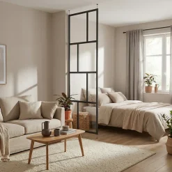 Cloison amovible noire vitrage asymétrique H.240 x l.80 cm- Discount