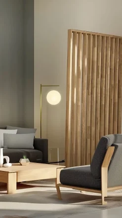 Cloison bois claustra chene - Lames droites - H254cm x L60cm x P7cm-Ad Lyon Groupe New