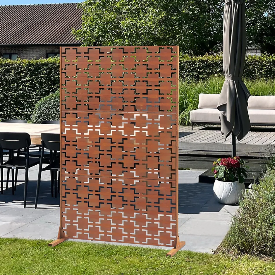 Casa.Pro Cloison de séparation Basciano pour extérieur et intérieur acier galvanisé 180 x 120 x 40 cm rouille