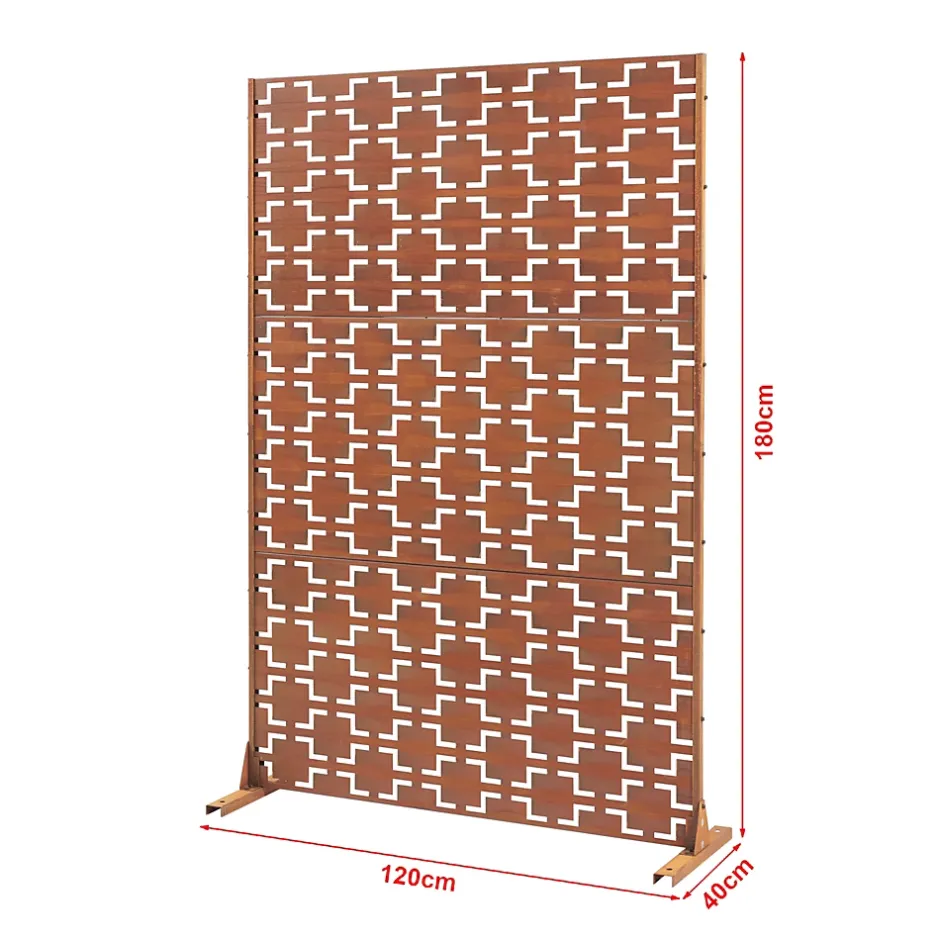 Casa.Pro Cloison de séparation Basciano pour extérieur et intérieur acier galvanisé 180 x 120 x 40 cm rouille