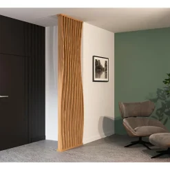 Wood&Sens Cloison de séparation claustra ondulé vague chêne, H.2,54 m x l.80 cm, P.9 cm