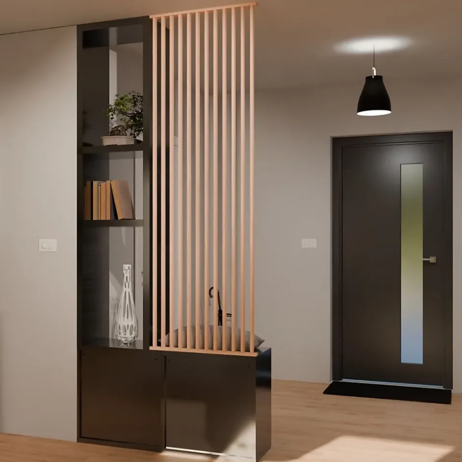 Cloison de séparation claustra amovible Pin, H.2,03 m x l.80 cm, P. 5 cm-Wood&Sens