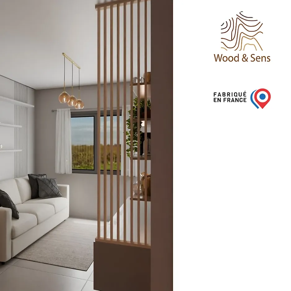 Cloison de séparation claustra amovible Pin, H.2,03 m x l.80 cm, P. 5 cm-Wood&Sens