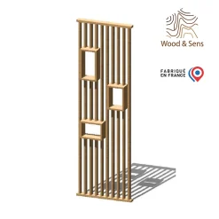 Wood&Sens Cloison de séparation claustra droit étagères chêne, H.2,54 m x l.80 cm, P.7,5 cm