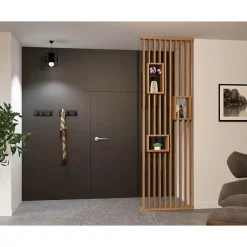 Wood&Sens Cloison de séparation claustra droit étagères chêne, H.2,54 m x l.80 cm, P.7,5 cm