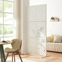 Cloison de séparation Kekan acier 200 x 100 x 50 cm blanc-Casa.Pro Hot