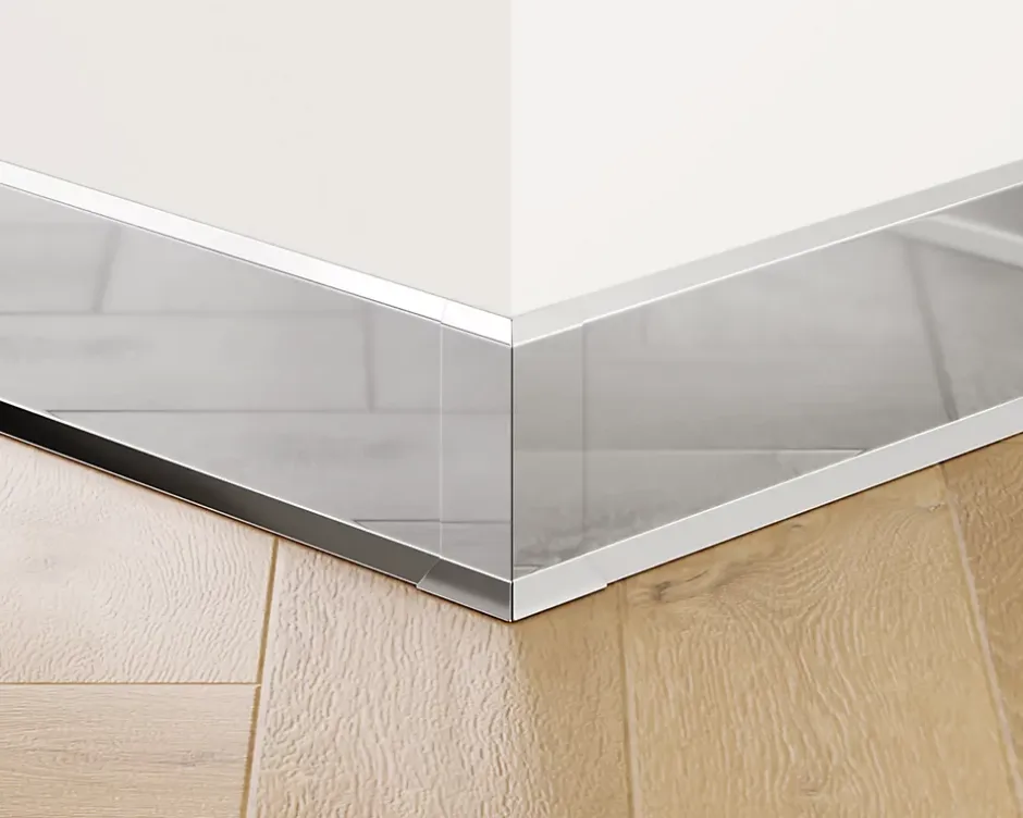 Ilcom Coin extérieur pour plinthe FL Argent poli - 30mm x 80 mm x 0,65 ep.