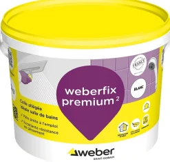 Colle allégée pour carrelage spéciale salle de bain .FIX PREMIUM ² (D2 ET) - Le Seau de 5 Kg - BLANC-Weber Discount