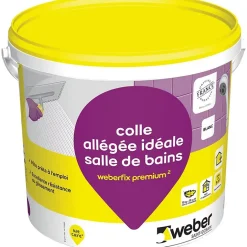 Colle allégée pour carrelage spéciale salle de bain .FIX PREMIUM ² (D2 ET) - Le Seau de 5 Kg - BLANC-Weber Discount