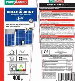 Colle et joint carrelage mur intérieur blanc 400 g-Parexlanko Online