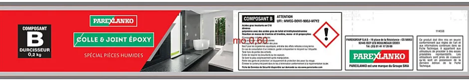 Colle et joint époxy noir spécial pièces humides 3 kg-Parexlanko