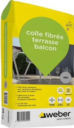 Colle fibrée terrasse balcon gris Weber 25kg-Weber Saint-Gobain Outlet