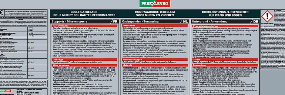 Colle pour carrelage mur et sol intérieur hautes performances blanc 1,5 kg-Parexlanko New