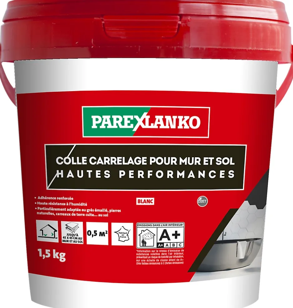Colle pour carrelage mur et sol intérieur hautes performances blanc 1,5 kg-Parexlanko New